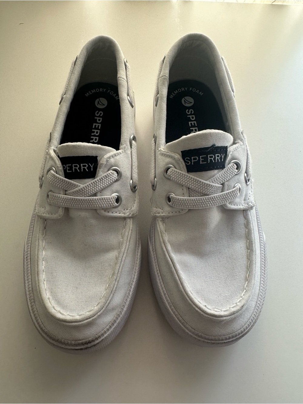 Sperry Kids White Canvas 2-Eye Boat Sneakers